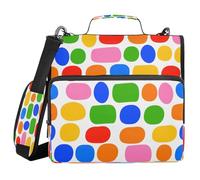 Ttgoth Circles Ovals Artistic 3 Ring Zipper Binder 1.5 Inch Capacity Binder Organiser 500 Sheet with Shoulder Strap & Handle Multi-Pocket Expanding File Folder for School Office