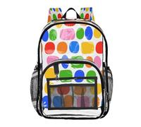 Ttgoth Circles Ovals Artistic Clear Backpack Heavy Duty Stadium Approved Transparent Backpack See Through Bookbag with Multiple Pockets for School, Security, Work & Trave