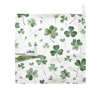 Ttgoth Clover Baby Muslin Washcloths, 3 Pack 4-Layer Cotton Face Towels with Hanging Loop, Soft Absorbent Wash Cloths for Newborns, 30 x 30 cm