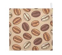 Ttgoth Coffee Bean Baby Muslin Washcloths, 3 Pack 4-Layer Cotton Face Towels with Hanging Loop, Soft Absorbent Wash Cloths for Newborns, 30 x 30 cm