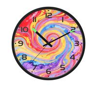 Ttgoth Colorful Marble Wall Clock with LED Night Light 30.5 cm Sound Control Silent Non-Ticking Wall Clock Battery Operated for Bedroom Living Room Kitchen Home Decor