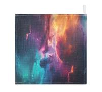 Ttgoth Colourful Galaxy Baby Muslin Washcloths, 5 Pack 4-Layer Cotton Face Towels with Hanging Loop, Soft Absorbent Wash Cloths for Newborns, 30 x 30 cm