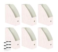 Ttgoth Coral ShellMagazine File Holder for Desk, PP A4 File Organiser, Foldable Magazine Storage Box with Labels, Desktop Document Organiser for Office, School and Home, 6 Pack