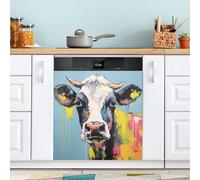 Ttgoth Cow Portraits Dishwasher Magnet Cover Decorative Magnetic Dish Washer Front Door Cover Panel Decal Trimmable Magnet Sticker for Kitchen Appliance Decor 23 x 26 Inch