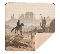 Ttgoth Cowboy Western Baby Play Mat for Floor 127x127cm Soft Foldable Crawling Mat Waterproof Non-Slip Floor Mat Kids Playmat for Infants Babies Toddlers