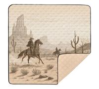 Ttgoth Cowboy Western Baby Play Mat for Floor 127x127cm Soft Foldable Crawling Mat Waterproof Non-Slip Floor Mat Kids Playmat for Infants Babies Toddlers