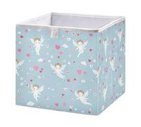 Ttgoth Cupid Hearts Valentine’s Day Cube Storage Bins 28x28 cm Foldable Fabric Storage Cube Shelf Basket Closet Organiser for Bedroom Nursery Home