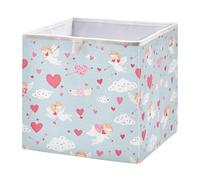 Ttgoth Cupid Hearts Valentine’s Day Cube Storage Bins 28x28 cm Foldable Fabric Storage Cube Shelf Basket Closet Organiser for Bedroom Nursery Home
