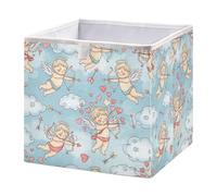 Ttgoth Cupid Hearts Valentine’s Day Cube Storage Bins 28x28 cm Foldable Fabric Storage Cube Shelf Basket Closet Organiser for Bedroom Nursery Home