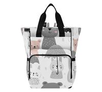 Ttgoth Cute Animal Face Diaper Bag Backpack Waterproof Baby Changing Bag with Insulated Bottle Holders Multi-Pocket Travel Nappy Backpack with Stroller Straps for Mum & Dad