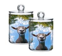 Ttgoth Cute Bears Qtip Holder Dispenser Acrylic Bathroom Jars 2 PCS Apothecary Jar Makeup Organizer for Cotton Pad, Bud, Swab, Ball