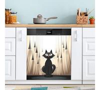 Ttgoth Cute Black Cat Dishwasher Magnet Cover Decorative Magnetic Dish Washer Front Door Cover Panel Decal Trimmable Magnet Sticker for Kitchen Appliance Decor 23 x 26 Inch