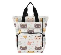 Ttgoth Cute Cat Face Diaper Bag Backpack Waterproof Baby Changing Bag with Insulated Bottle Holders Multi-Pocket Travel Nappy Backpack with Stroller Straps for Mum & Dad