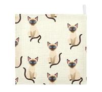 Ttgoth Cute Cats Baby Muslin Washcloths, 3 Pack 4-Layer Cotton Face Towels with Hanging Loop, Soft Absorbent Wash Cloths for Newborns, 30 x 30 cm