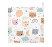Ttgoth Cute Cats Baby Muslin Washcloths, 5 Pack 4-Layer Cotton Face Towels with Hanging Loop, Soft Absorbent Wash Cloths for Newborns, 30 x 30 cm