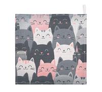 Ttgoth Cute Cats Baby Muslin Washcloths, 5 Pack 4-Layer Cotton Face Towels with Hanging Loop, Soft Absorbent Wash Cloths for Newborns, 30 x 30 cm