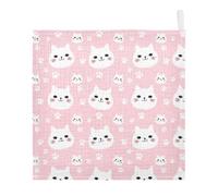 Ttgoth Cute Cats Baby Muslin Washcloths, 5 Pack 4-Layer Cotton Face Towels with Hanging Loop, Soft Absorbent Wash Cloths for Newborns, 30 x 30 cm
