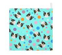 Ttgoth Cute Cats Baby Muslin Washcloths, 5 Pack 4-Layer Cotton Face Towels with Hanging Loop, Soft Absorbent Wash Cloths for Newborns, 30 x 30 cm