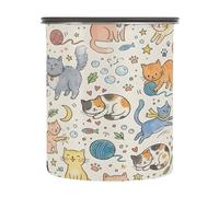 Ttgoth Cute Cats Coffee Canister 900 ml Airtight Stainless Steel Kitchen Container Food Storage Container with Lid for Coffee Grounds, Beans, Sugar, Tea, Nut