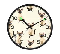 Ttgoth Cute Cats Wall Clock with LED Night Light 30.5 cm Sound Control Silent Non-Ticking Wall Clock Battery Operated for Bedroom Living Room Kitchen Home Decor