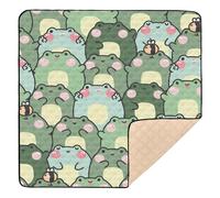 Ttgoth Cute Chubby Frog Baby Play Mat for Floor 127x127cm Soft Foldable Crawling Mat Waterproof Non-Slip Floor Mat Kids Playmat for Infants Babies Toddlers