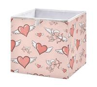 Ttgoth Cute Cupid Valentine's Day Cube Storage Bins 28x28 cm Foldable Fabric Storage Cube Shelf Basket Closet Organiser for Bedroom Nursery Home