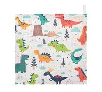 Ttgoth Cute Dinosaur Baby Muslin Washcloths, 5 Pack 4-Layer Cotton Face Towels with Hanging Loop, Soft Absorbent Wash Cloths for Newborns, 30 x 30 cm