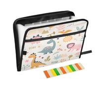 Ttgoth Cute Dinosaurs Accordion File Organizer 13 Pockets Expanding File Folder with Labels A4 Document Holder Portable Receipt & Document Organizer for School, Office & Business