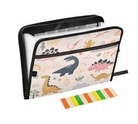 Ttgoth Cute Dinosaurs Accordion File Organizer 13 Pockets Expanding File Folder with Labels A4 Document Holder Portable Receipt & Document Organizer for School, Office & Business