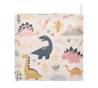 Ttgoth Cute Dinosaurs Baby Muslin Washcloths, 3 Pack 4-Layer Cotton Face Towels with Hanging Loop, Soft Absorbent Wash Cloths for Newborns, 30 x 30 cm