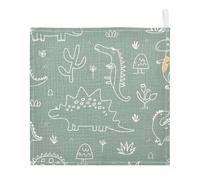 Ttgoth Cute Dinosaurs Baby Muslin Washcloths, 3 Pack 4-Layer Cotton Face Towels with Hanging Loop, Soft Absorbent Wash Cloths for Newborns, 30 x 30 cm