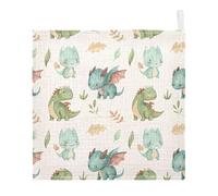 Ttgoth Cute Dragon Baby Muslin Washcloths, 5 Pack 4-Layer Cotton Face Towels with Hanging Loop, Soft Absorbent Wash Cloths for Newborns, 30 x 30 cm