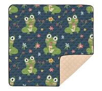Ttgoth Cute Frog Baby Play Mat for Floor 127x127cm Soft Foldable Crawling Mat Waterproof Non-Slip Floor Mat Kids Playmat for Infants Babies Toddlers