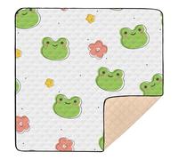 Ttgoth Cute Frog Baby Play Mat for Floor 127x127cm Soft Foldable Crawling Mat Waterproof Non-Slip Floor Mat Kids Playmat for Infants Babies Toddlers