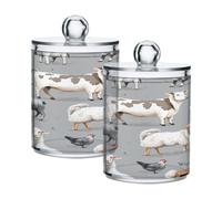 Ttgoth Cute Giraffes Qtip Holder Dispenser Acrylic Bathroom Jars 2 PCS Apothecary Jar Makeup Organizer for Cotton Pad, Bud, Swab, Ball