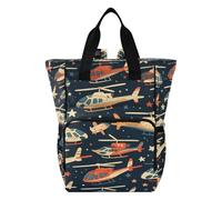Ttgoth Cute Helicopter Diaper Bag Backpack Waterproof Baby Changing Bag with Insulated Bottle Holders Multi-Pocket Travel Nappy Backpack with Stroller Straps for Mum & Dad