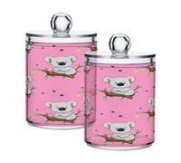 Ttgoth Cute Koalas Qtip Holder Dispenser Acrylic Bathroom Jars 2 PCS Apothecary Jar Makeup Organizer for Cotton Pad, Bud, Swab, Ball