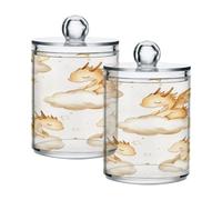 Ttgoth Cute Owls Qtip Holder Dispenser Acrylic Bathroom Jars 2 PCS Apothecary Jar Makeup Organizer for Cotton Pad, Bud, Swab, Ball