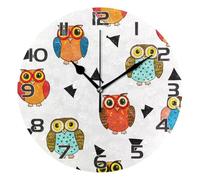Ttgoth Cute Owls Wall Clock Silent Non-Ticking Modern Decorative Round Wall Clock Battery Operated for Home Kitchen Living Room Office, 25x25 cm