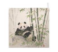 Ttgoth Cute Panda Baby Muslin Washcloths, 3 Pack 4-Layer Cotton Face Towels with Hanging Loop, Soft Absorbent Wash Cloths for Newborns, 30 x 30 cm