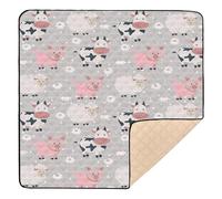 Ttgoth Cute Pig Baby Play Mat for Floor 127x127cm Soft Foldable Crawling Mat Waterproof Non-Slip Floor Mat Kids Playmat for Infants Babies Toddlers