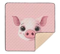 Ttgoth Cute Pig Face Baby Play Mat for Floor 127x127cm Soft Foldable Crawling Mat Waterproof Non-Slip Floor Mat Kids Playmat for Infants Babies Toddlers
