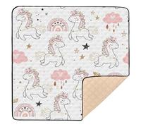 Ttgoth Cute Pink Unicorn Baby Play Mat for Floor 127x127cm Soft Foldable Crawling Mat Waterproof Non-Slip Floor Mat Kids Playmat for Infants Babies Toddlers