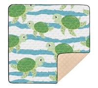 Ttgoth Cute Sea Turtle Baby Play Mat for Floor 127x127cm Soft Foldable Crawling Mat Waterproof Non-Slip Floor Mat Kids Playmat for Infants Babies Toddlers