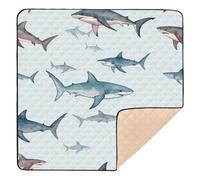 Ttgoth Cute Shark Baby Play Mat for Floor 127x127cm Soft Foldable Crawling Mat Waterproof Non-Slip Floor Mat Kids Playmat for Infants Babies Toddlers