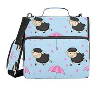 Ttgoth Cute Sheep 3 Ring Zipper Binder 1.5 Inch Capacity Binder Organiser 500 Sheet with Shoulder Strap & Handle Multi-Pocket Expanding File Folder for School Office