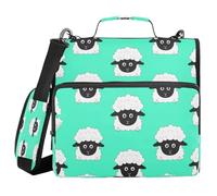 Ttgoth Cute Sheep 3 Ring Zipper Binder 1.5 Inch Capacity Binder Organiser 500 Sheet with Shoulder Strap & Handle Multi-Pocket Expanding File Folder for School Office
