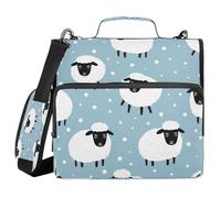 Ttgoth Cute Sheep 3 Ring Zipper Binder 1.5 Inch Capacity Binder Organiser 500 Sheet with Shoulder Strap & Handle Multi-Pocket Expanding File Folder for School Office