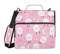 Ttgoth Cute Sheep 3 Ring Zipper Binder 1.5 Inch Capacity Binder Organiser 500 Sheet with Shoulder Strap & Handle Multi-Pocket Expanding File Folder for School Office
