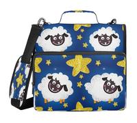 Ttgoth Cute Sheep 3 Ring Zipper Binder 1.5 Inch Capacity Binder Organiser 500 Sheet with Shoulder Strap & Handle Multi-Pocket Expanding File Folder for School Office